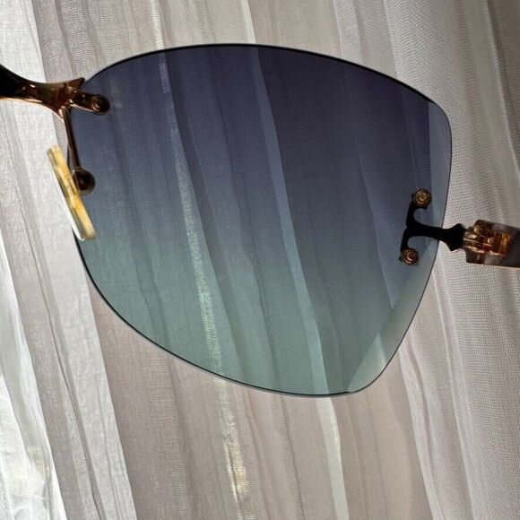 Tory Burch Sunglasses Butterfly Rimless Green ty6030 106 45 61 12 135  w/case - Picture 2 of 16